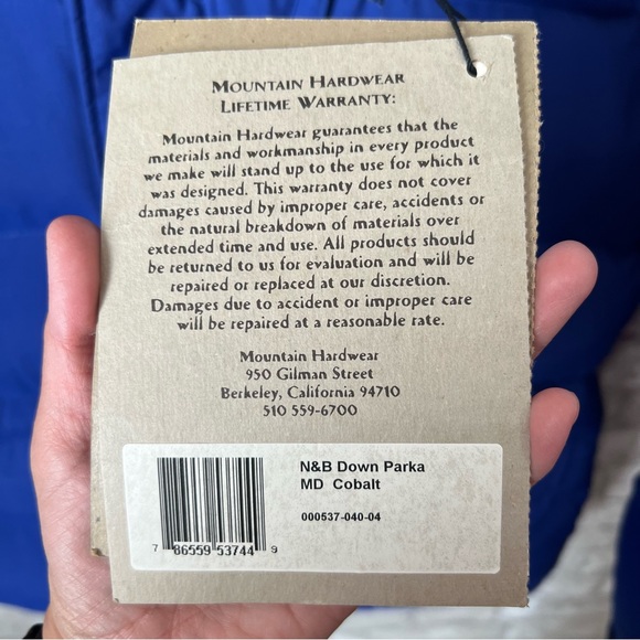 Mountain Hardwear Men's Medium Goose Down Parka Jacket in Cobalt Blue. Brand New - Picture 14 of 15